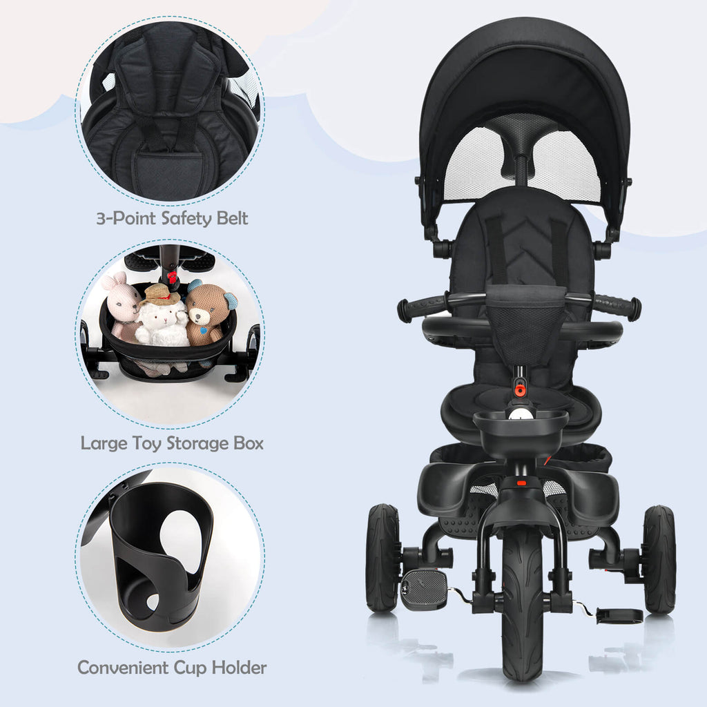 7-in-1 Detachable Baby Stroller with Canopy and Safety Harness