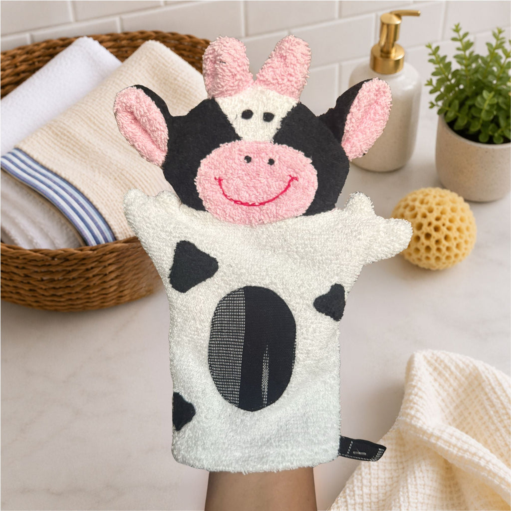 Cow Bath Mitt & Washcloth - Patches the Cow
