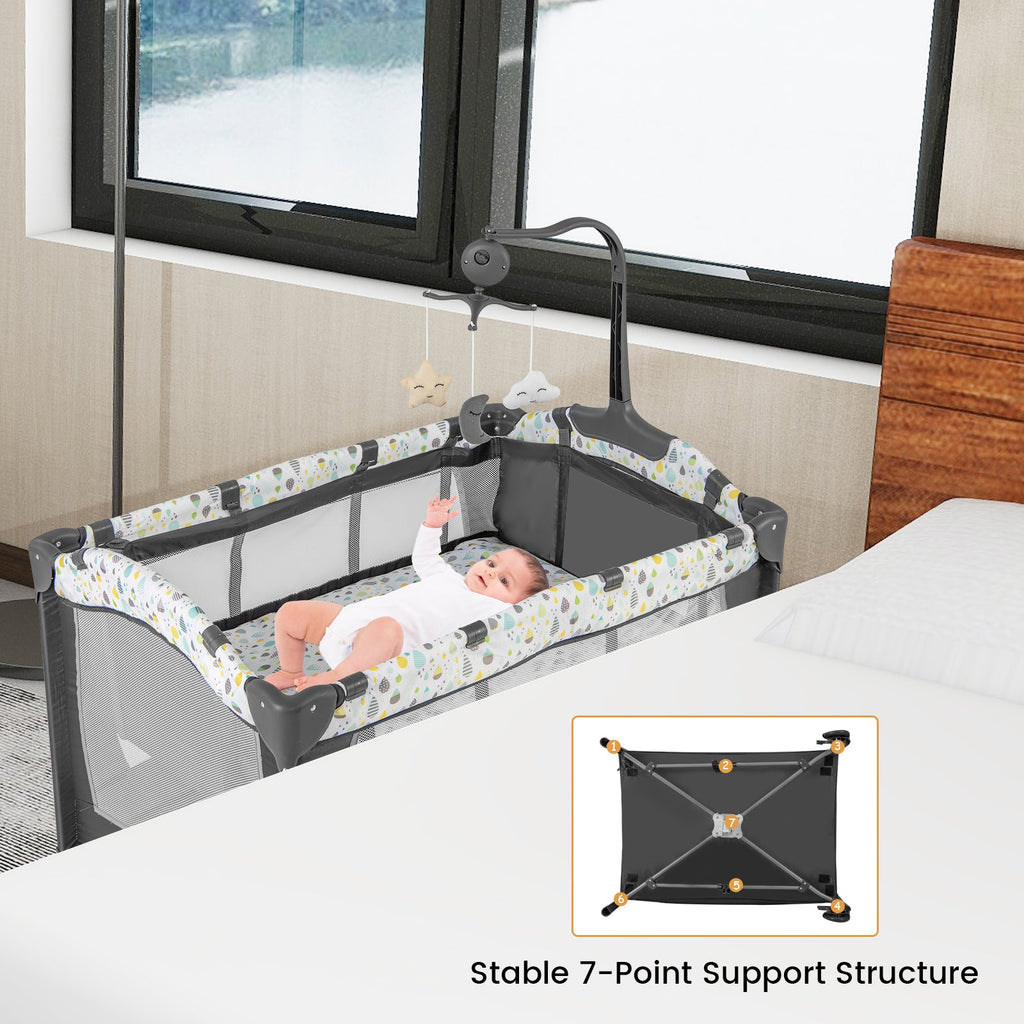 Multi-Functional Baby Playpen with Mattress and Removable Changing Table