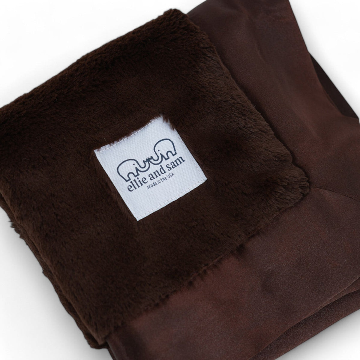 Luxury Baby Lovey with Satin Trim in Luxe Plush, Chocolate