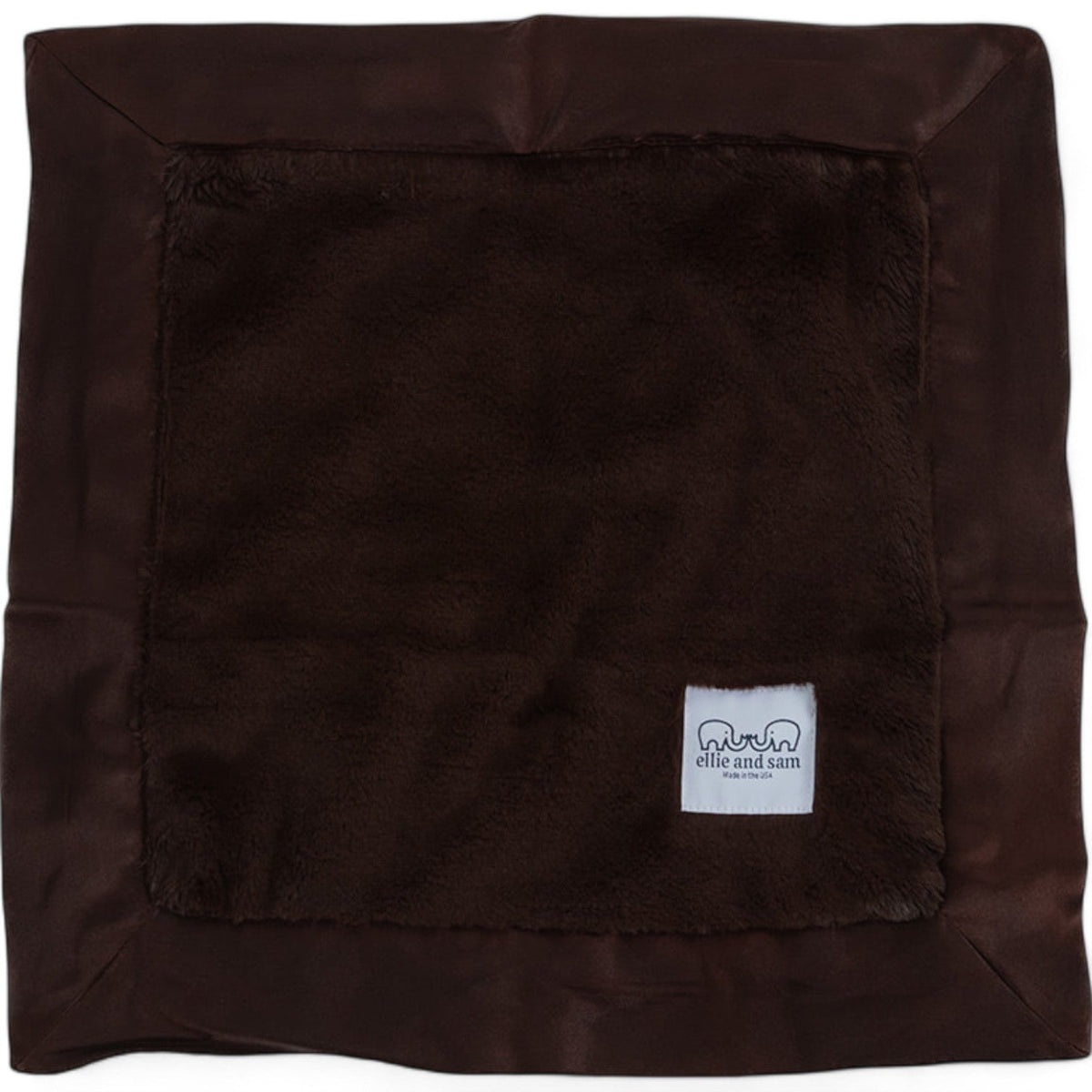 Luxury Baby Lovey with Satin Trim in Luxe Plush, Chocolate